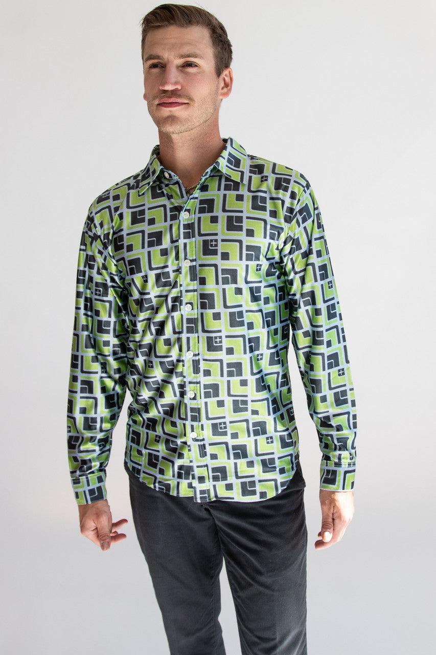 Mod 70's Square Long Sleeve Button Down Shirt Product Image