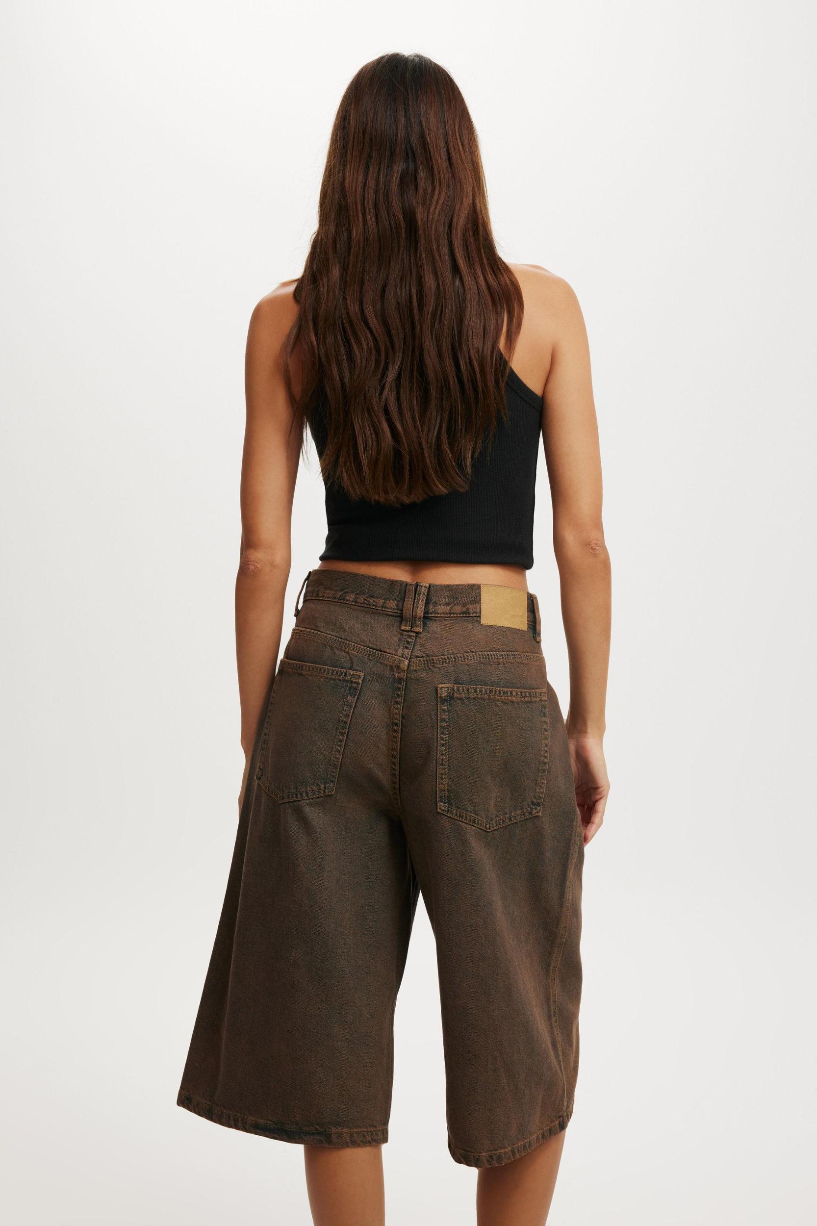 Cotton On Women - 91 Baggy Denim Jort - Shadow brown Product Image