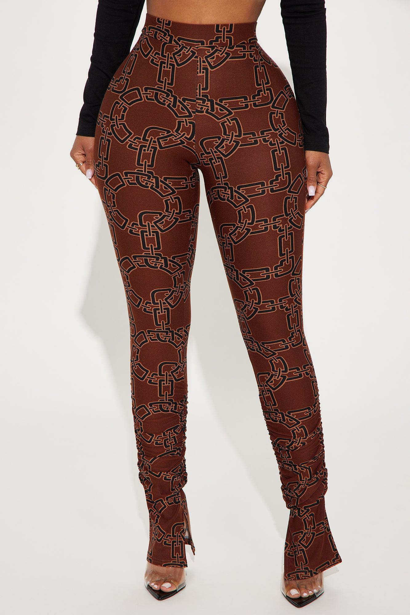 Bree Marie Chain Link Stacked Legging - Brown/combo Product Image