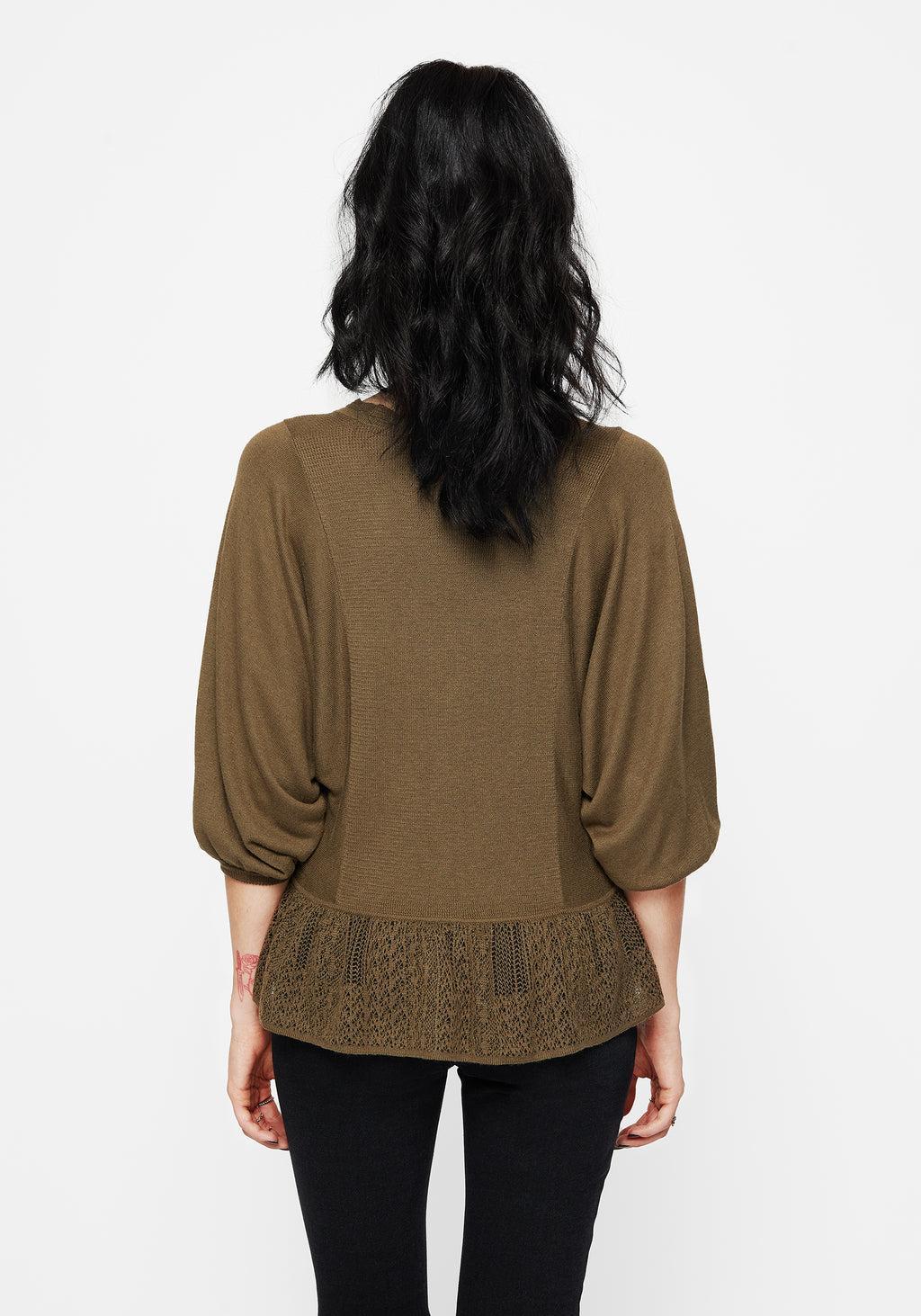 Avalon Puff Sleeve Button Up Knit Blouse Product Image