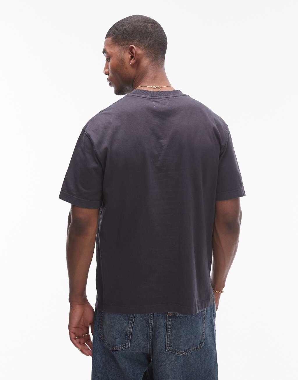 Topman oversized fit T-shirt in washed black Product Image