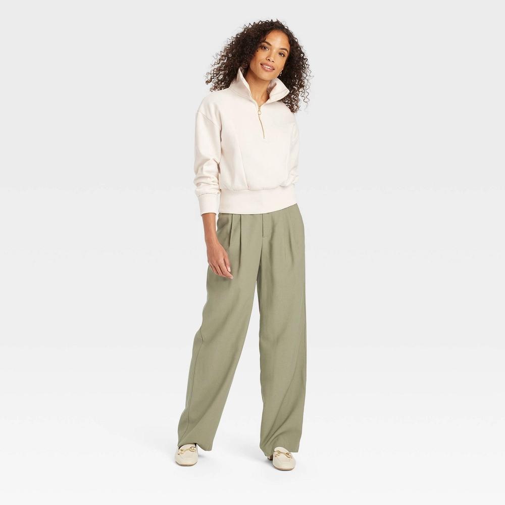 Womens Quarter Zip Sweatshirt - A New Day Cream Product Image