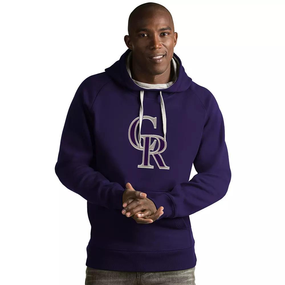 Men's Antigua Colorado Rockies Victory Logo Hoodie, Size: XXL, Purple Product Image