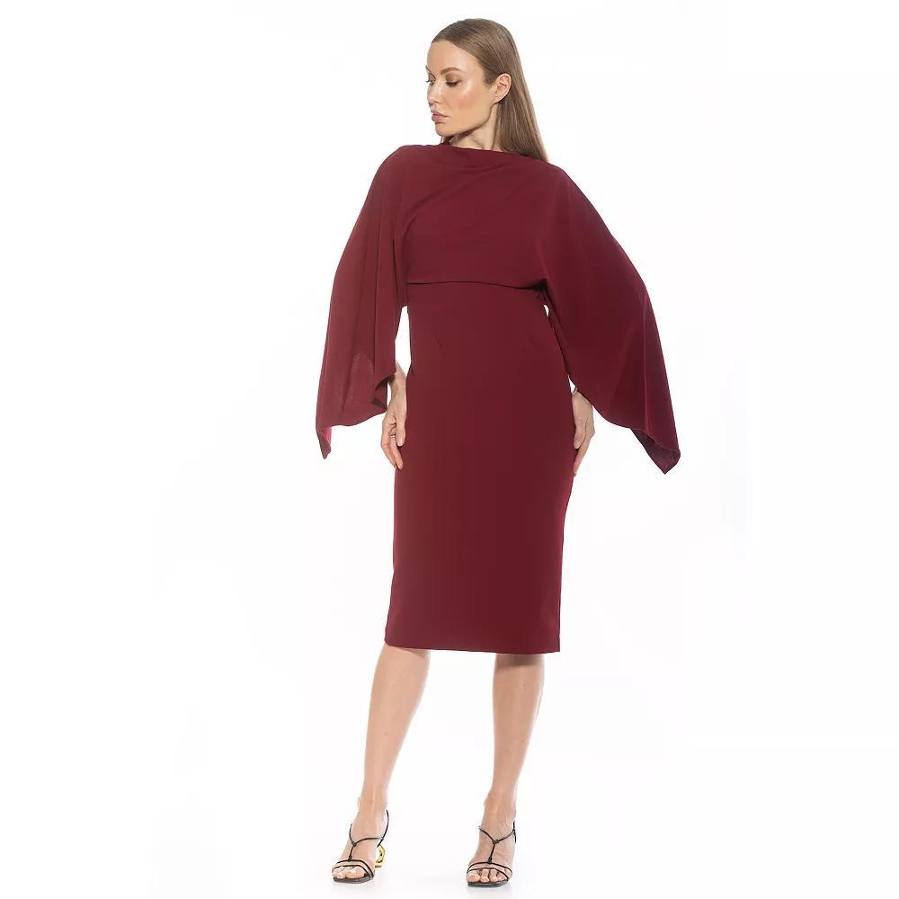 Women's ALEXIA ADMOR Vida Draped Cape Sleeve Sheath Dress, Size: Small, Green Product Image