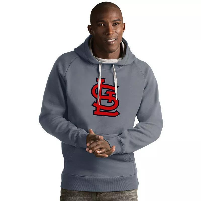 Men's Antigua Los Angeles Dodgers Victory Logo Hoodie, Size: Small, Gray Product Image