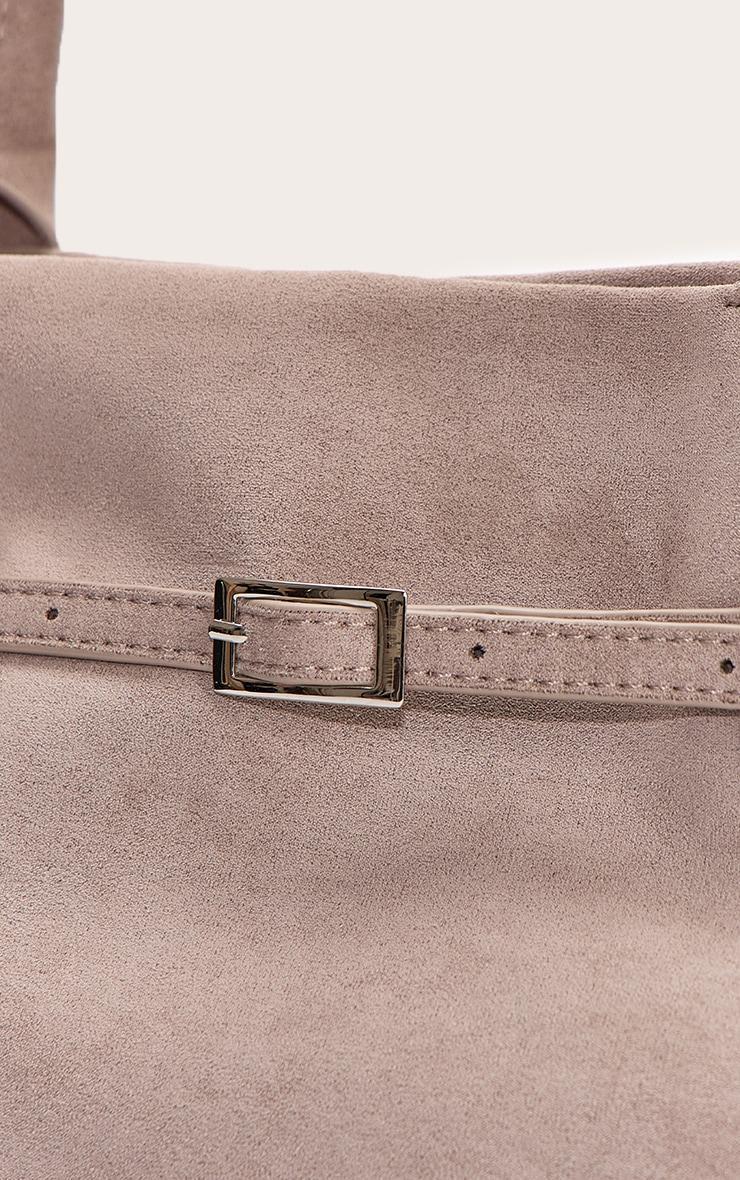 Mushroom Suede Buckle Square Structured Tote Bag Product Image