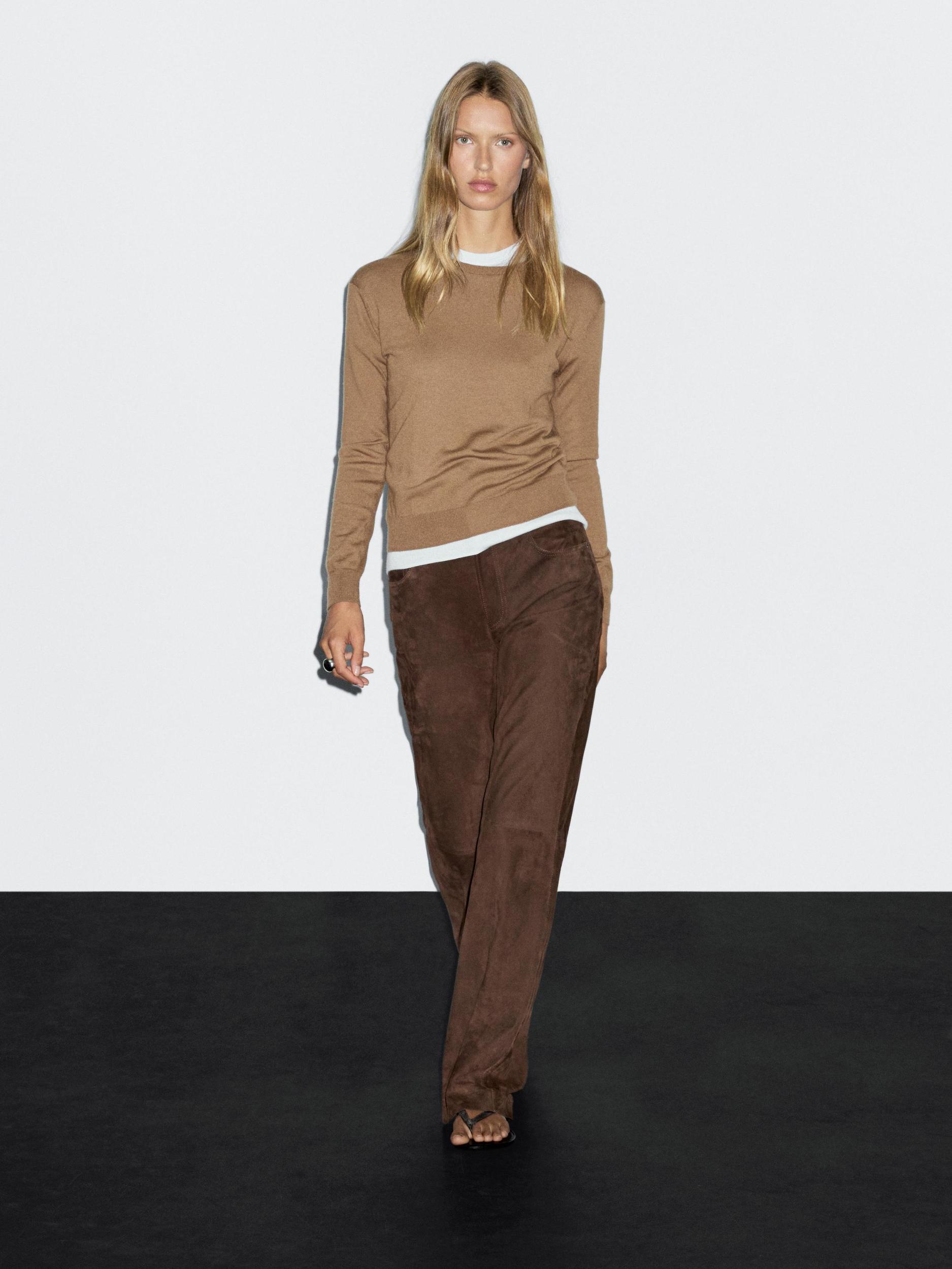 Wool blend knit sweater with crew neck Product Image