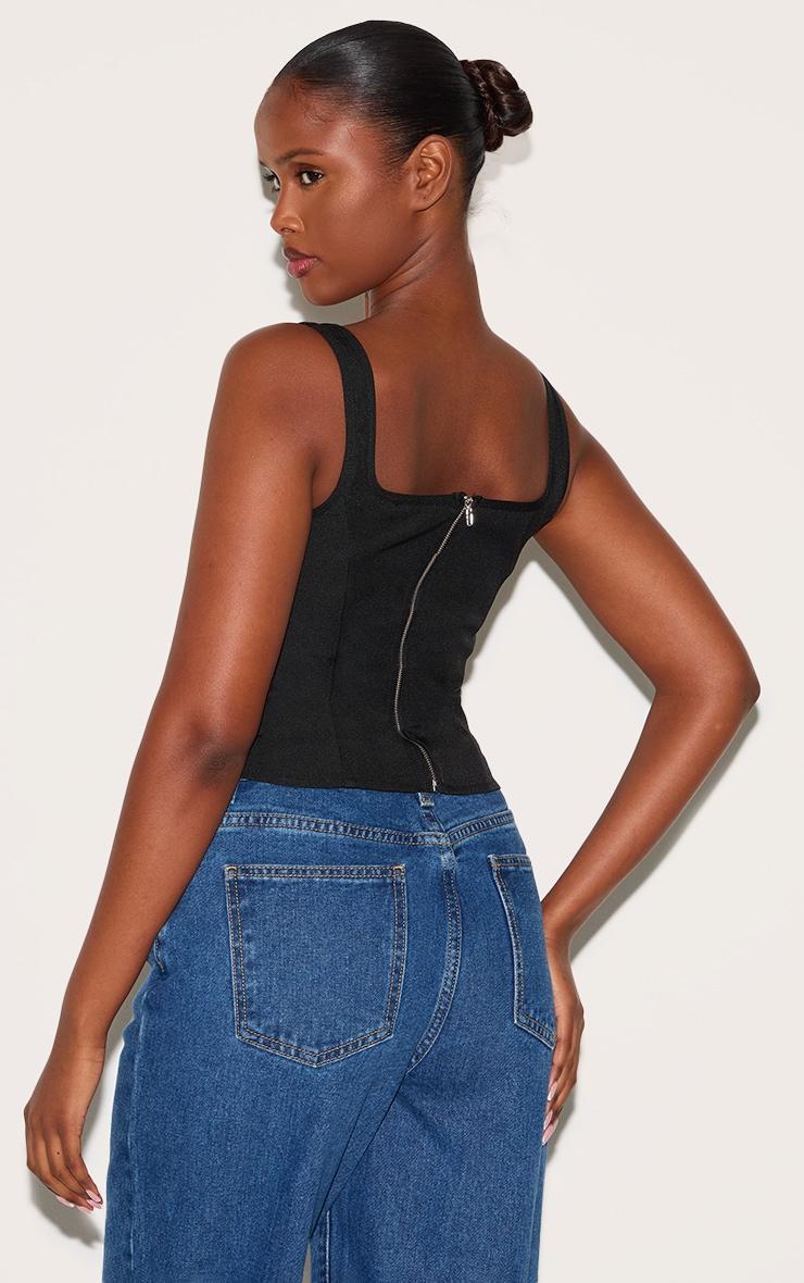 Black Boned Dip Hem Longline Corset Product Image