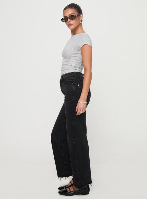 Fawcett High Rise Straight Leg Jeans Washed Black Product Image