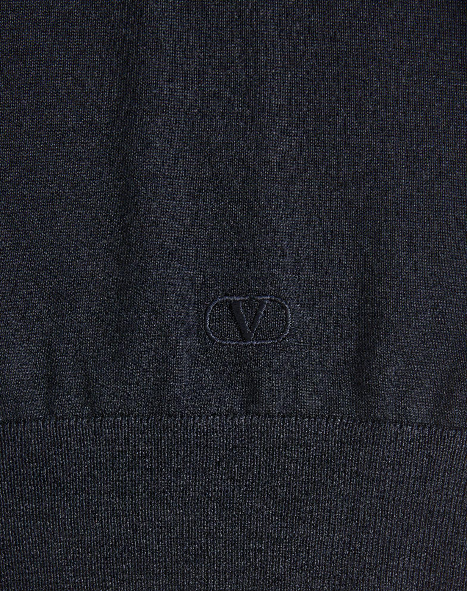 Valentino T-Shirt in cashmere and silk with VLogo embroidery Product Image