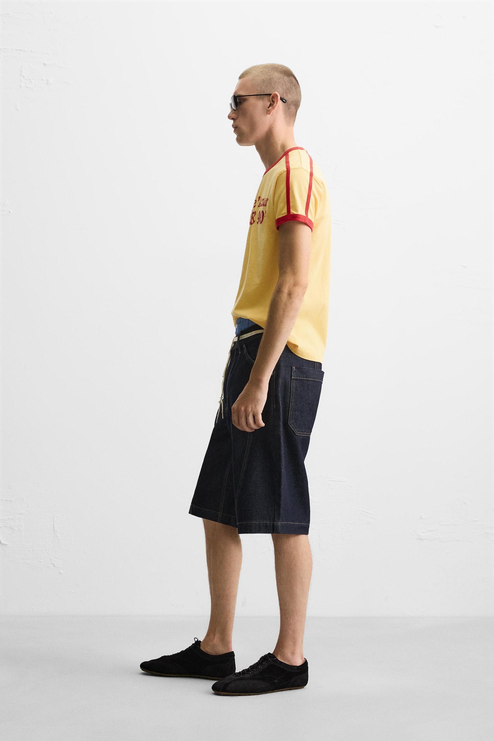 RIB CONTRAST TEXT T-SHIRT Product Image