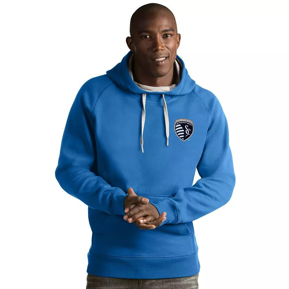 Men's Antigua Sporting Kansas City Victory Pullover Hoodie, Size: XL, Blue Product Image