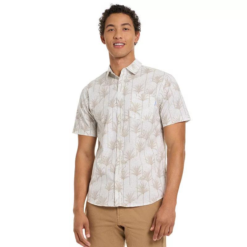 Men's Hurley Tropical Print Short Sleeve Button-Up Shirt, Size: Medium, White Product Image