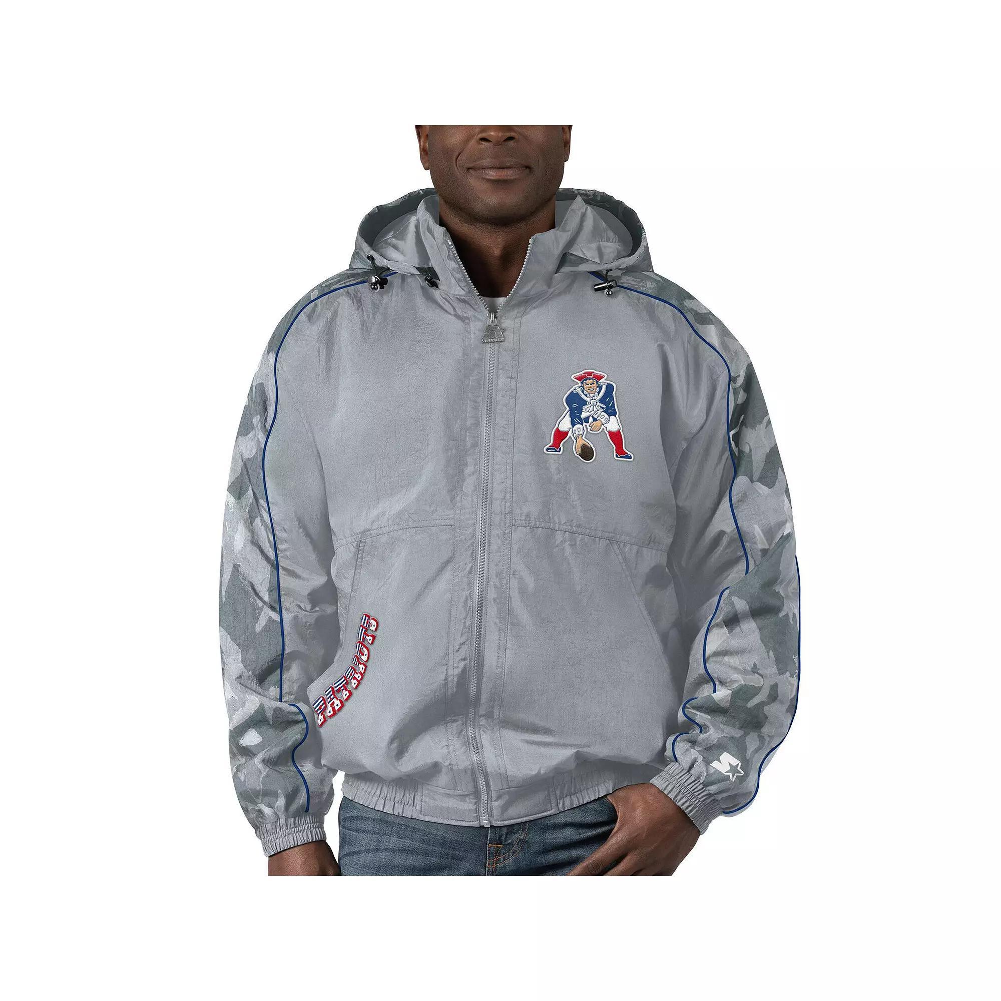 Men's Starter Gray New England Patriots Thursday Night Gridiron Throwback Full-Zip Jacket, Size: Medium, Grey Product Image