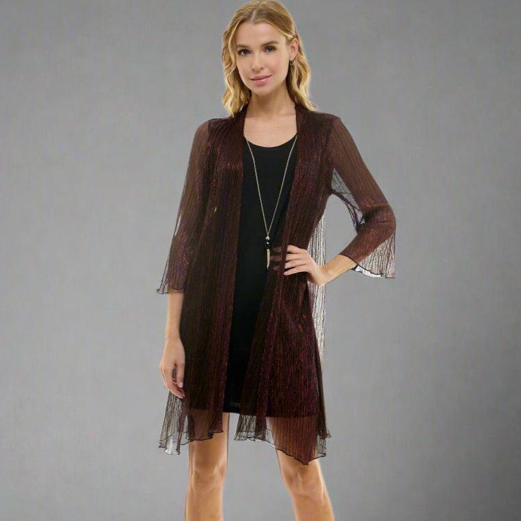 Sara Michelle 3/4 Bell Sleeve  2 Fer Dress And Necklace Product Image
