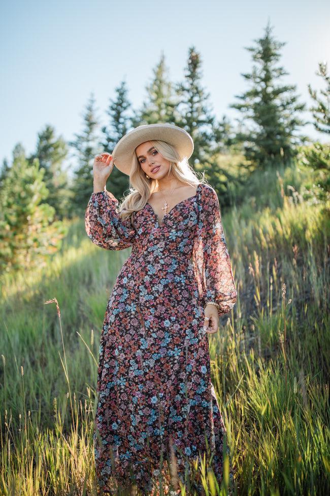 In The Air Multi Floral Lace Detail Maxi Dress FINAL SALE Product Image
