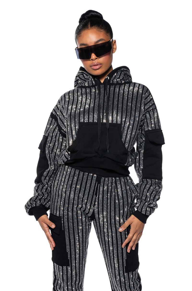 MELINA EMBELLISHED HOODED SWEATSHIRT Product Image