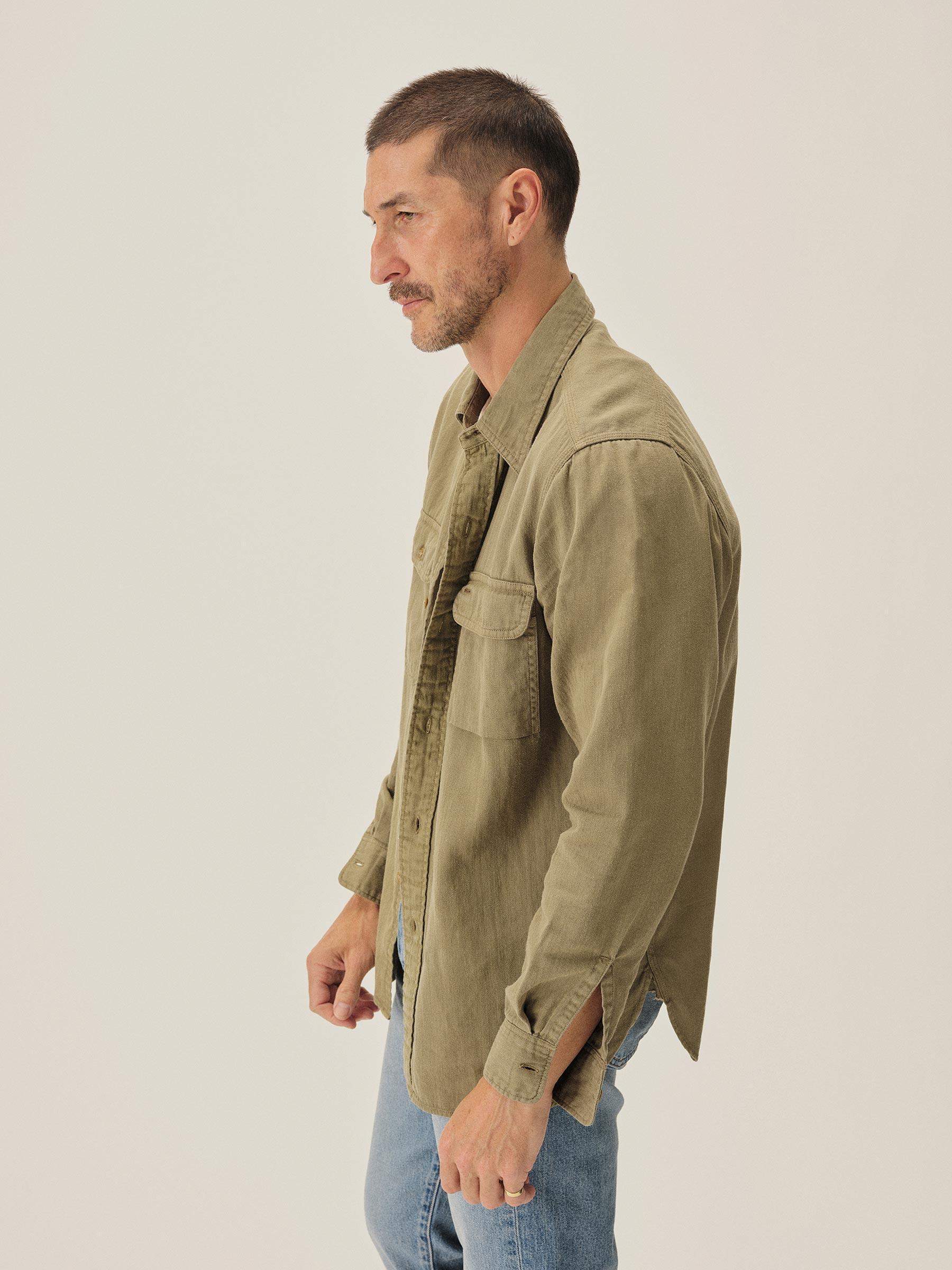 Olive Hemp HBT Soft Pack Station Shirt - Buck Mason- Modern American Classics Product Image