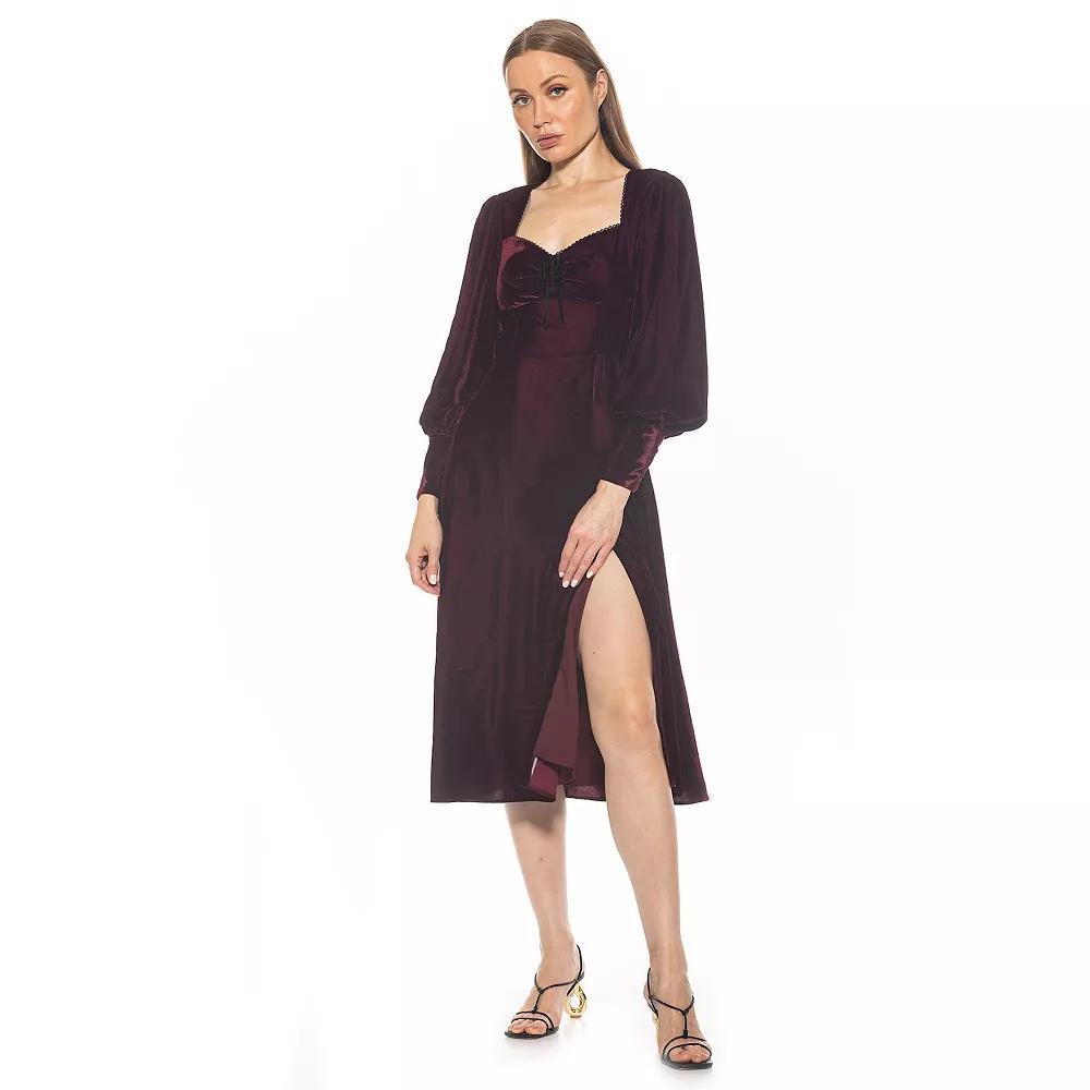 Women's ALEXIA ADMOR Willa Long Bubble Sleeve Fit And Flare Dress, Size: 4, Red Product Image