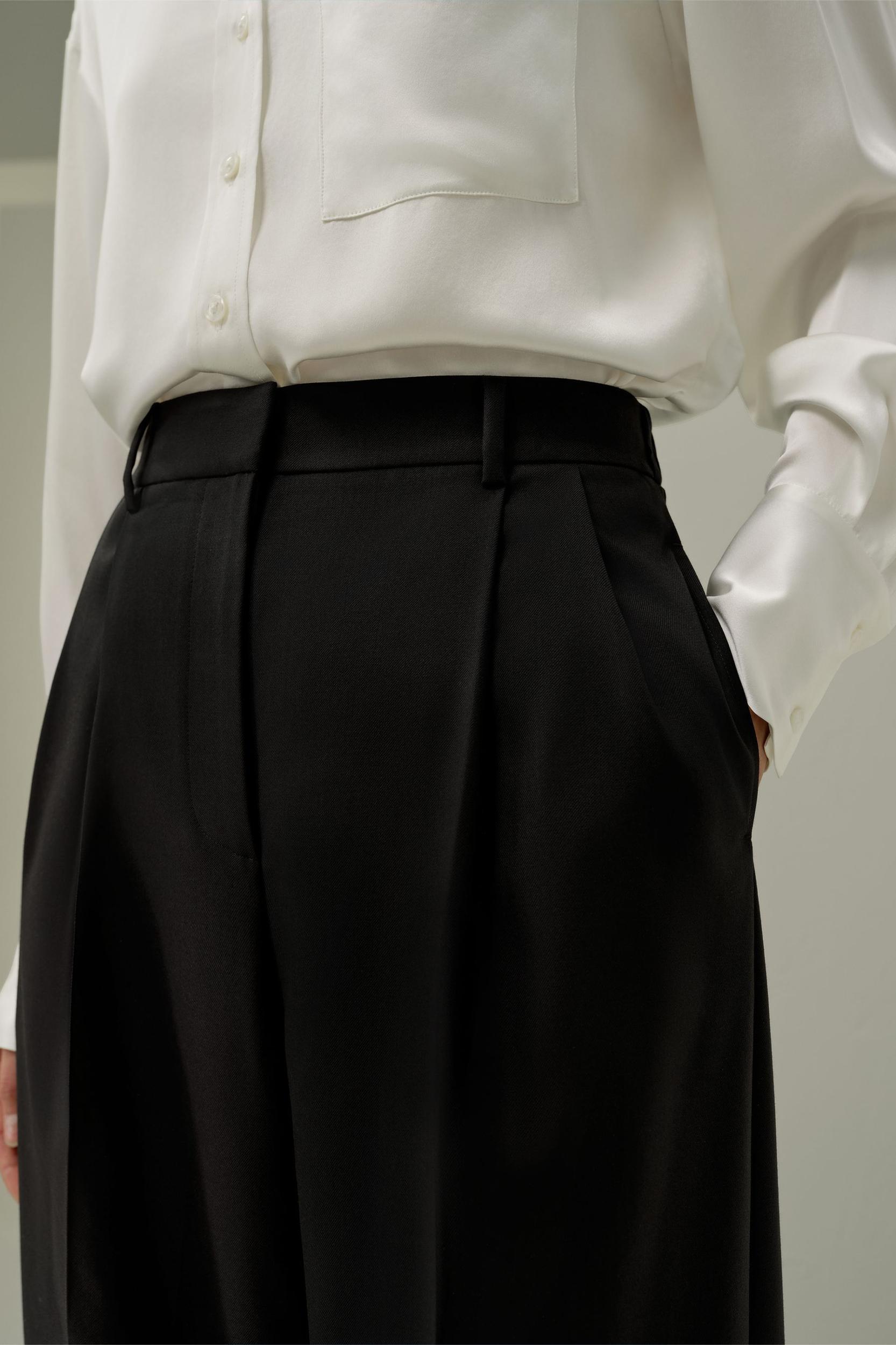 Wool-Silk Straight Leg Pants Product Image