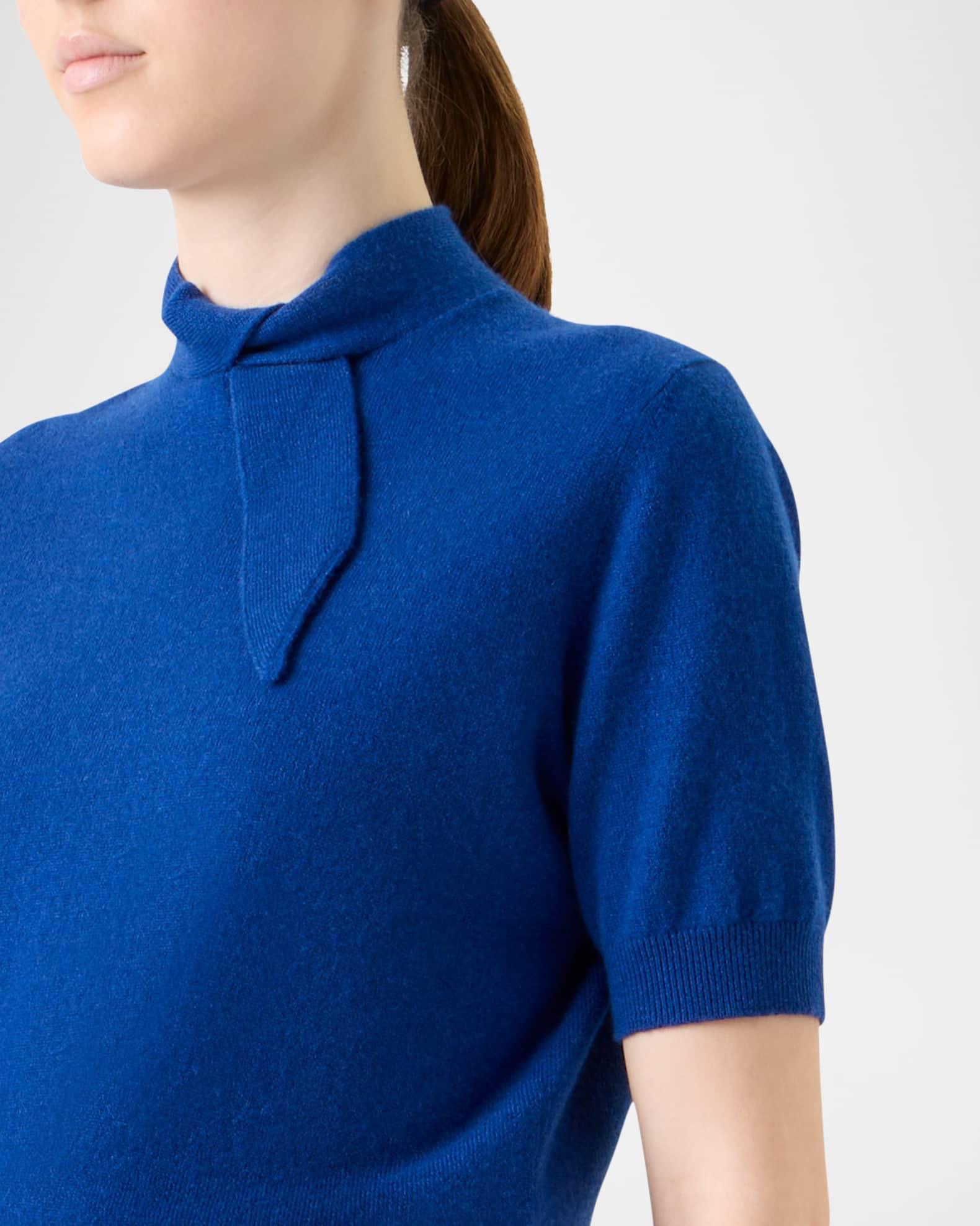 Neck-Tie Cashmere Short-Sleeve Sweater Product Image