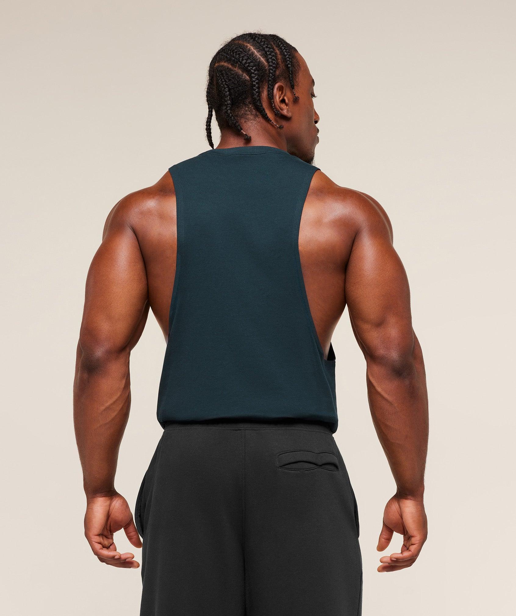 Gymshark Legacy Drop Arm Tank - Deep Petrol Blue Male Product Image