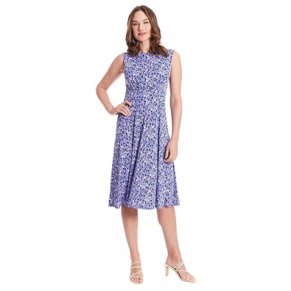 Women's London Times Inset Waist Print Midi Dress, Size: 10, Pink White Product Image