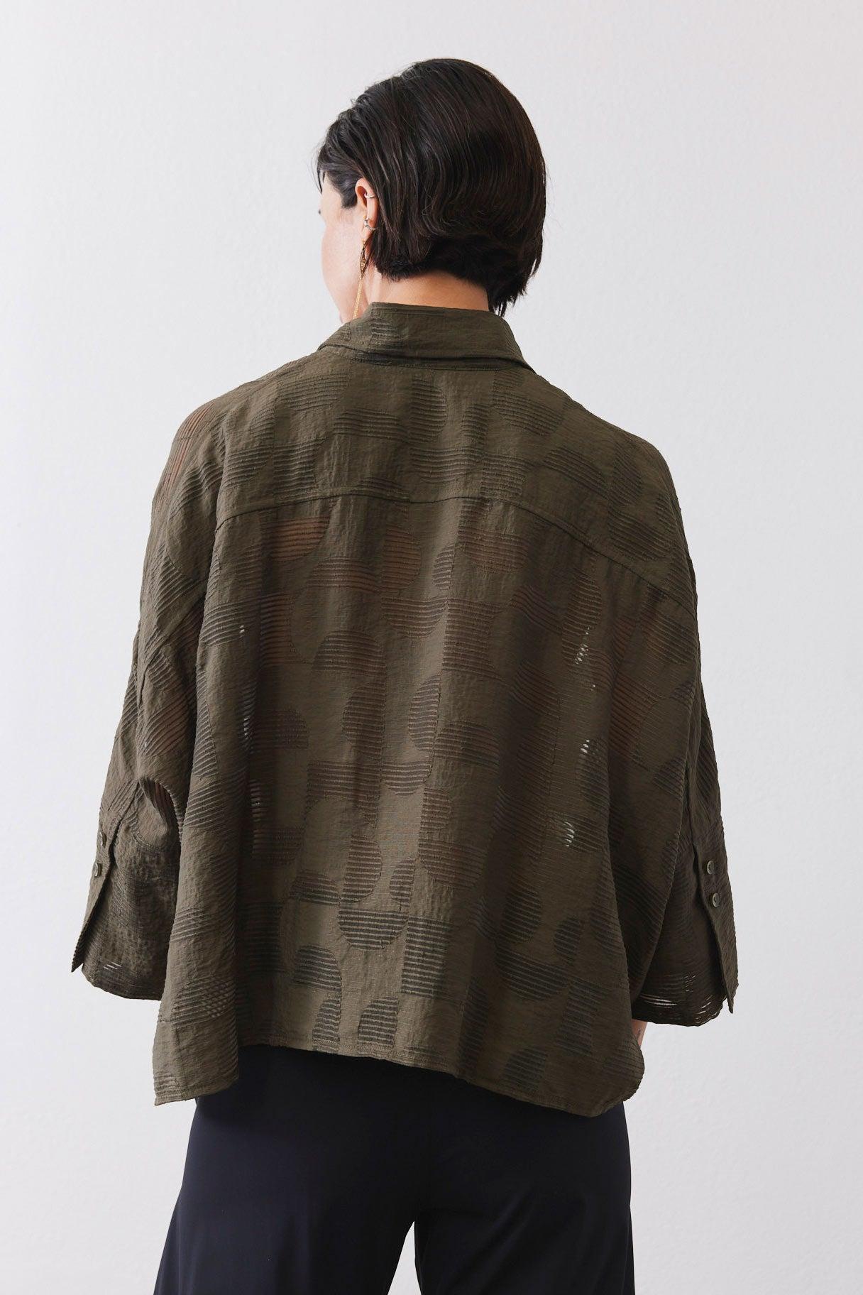 Oversized Geo Sheer Cropped Blouse Product Image