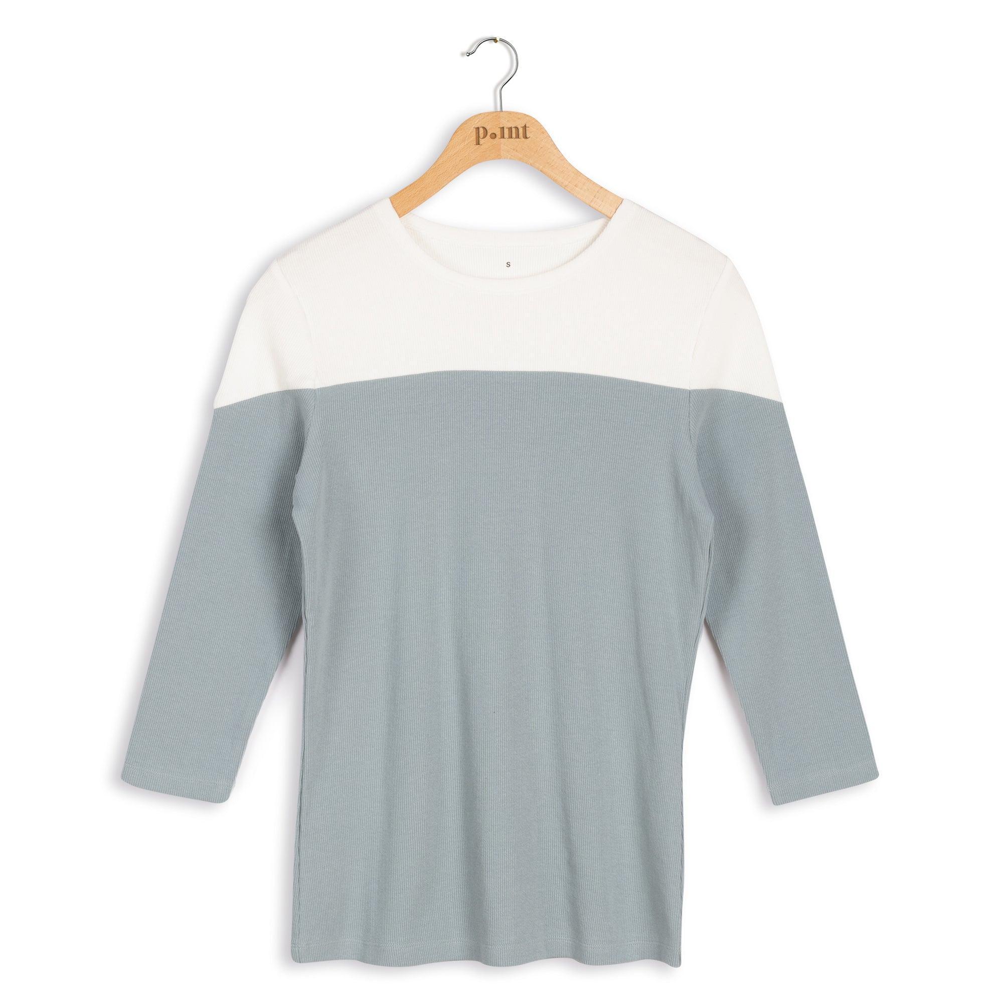Point Ribbed Colorblock Crewneck Top Product Image