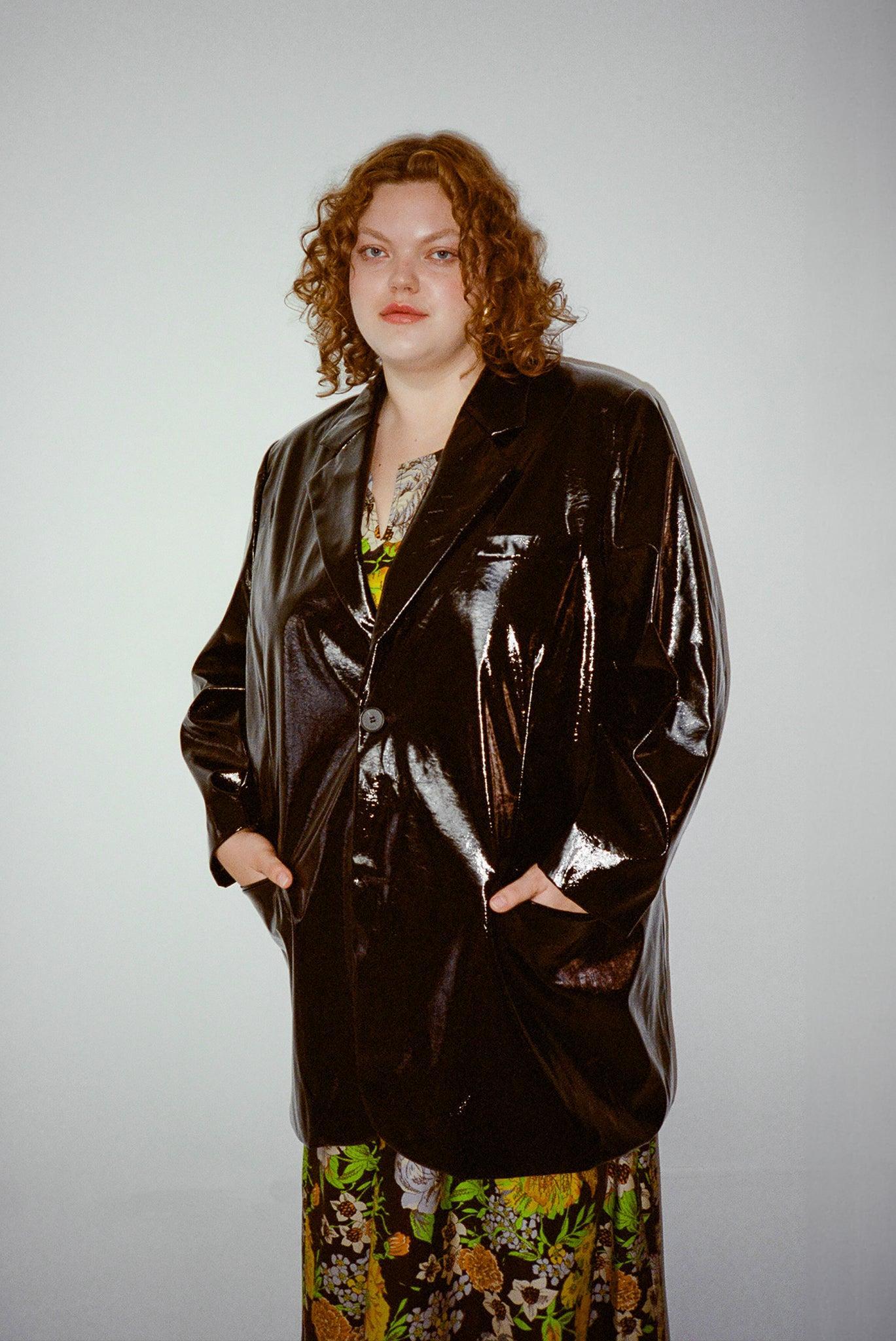 Vegan Leather Blazer - Oil Slick Product Image