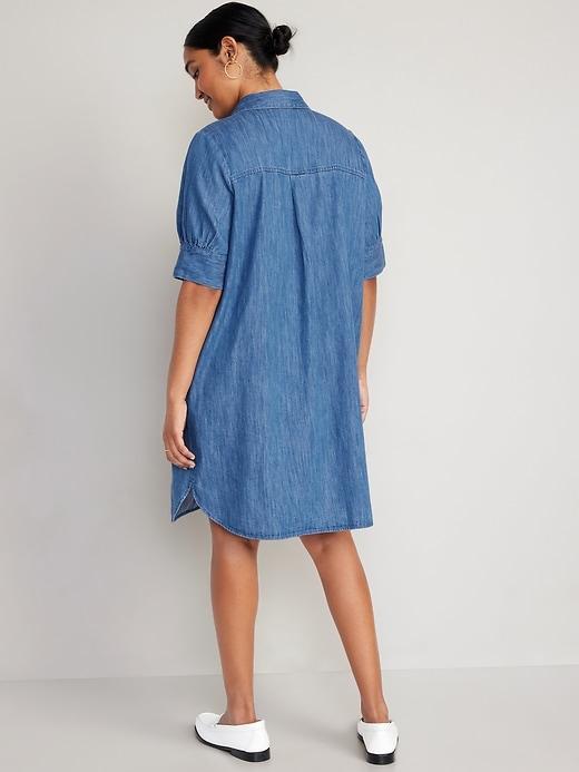Short-Sleeve Jean Shirt Dress Product Image