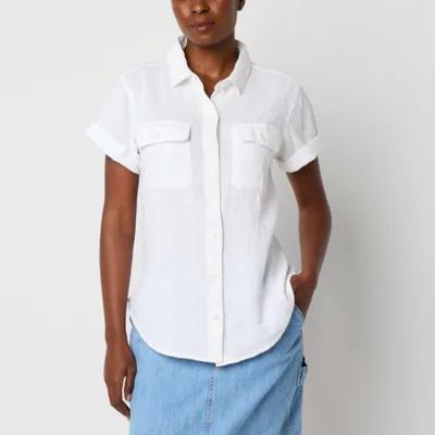 a.n.a Womens Short Sleeve Adaptive Regular Fit Easy-on + Easy-off Button-Down Shirt Product Image