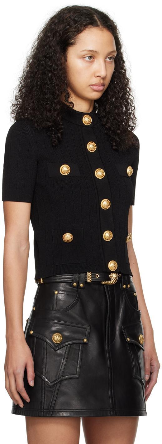 BALMAIN Black Button Cardigan In 0pa Noir Product Image