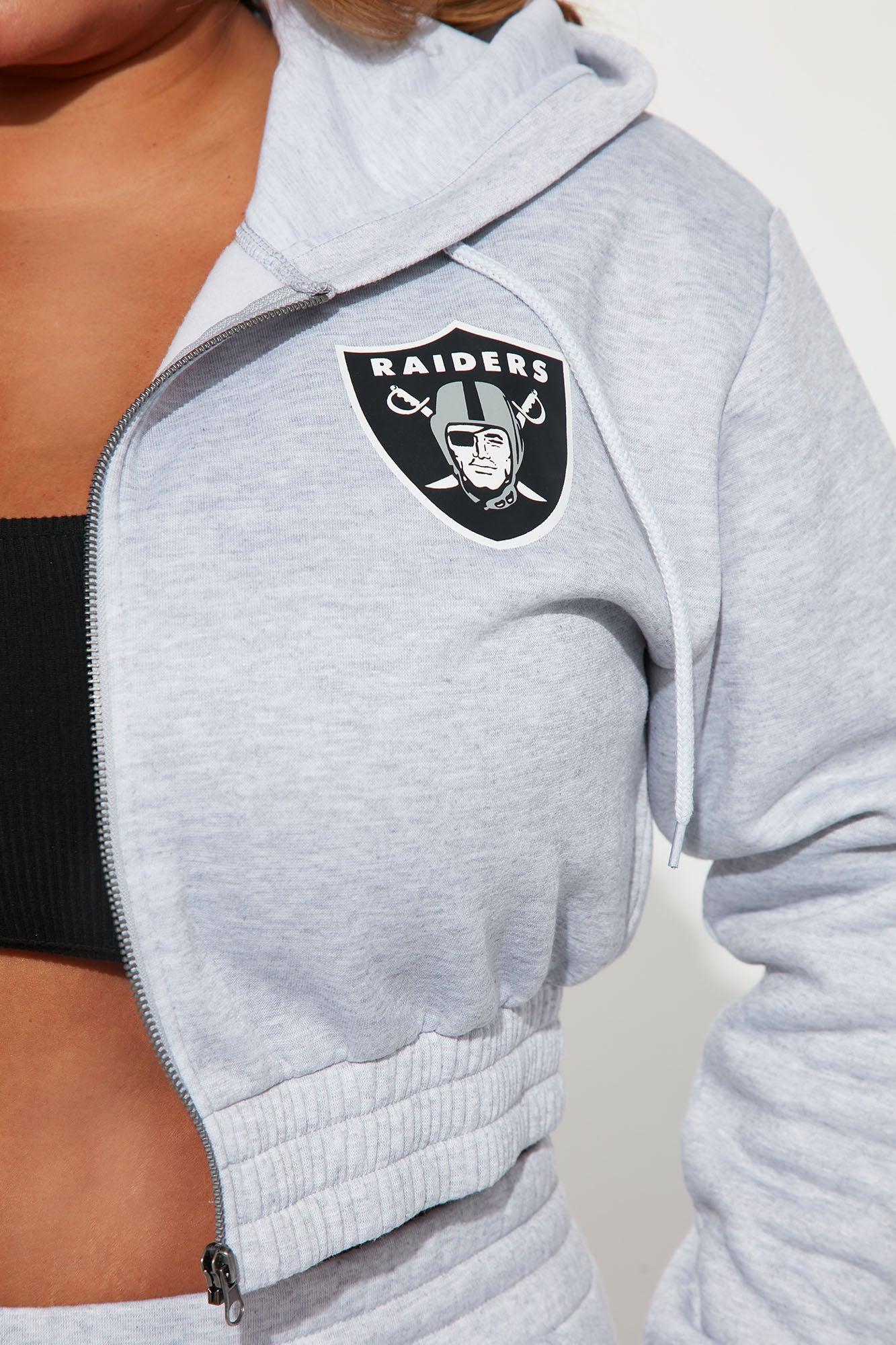 Raiders Cropped Zip Hoodie - Heather Grey Product Image