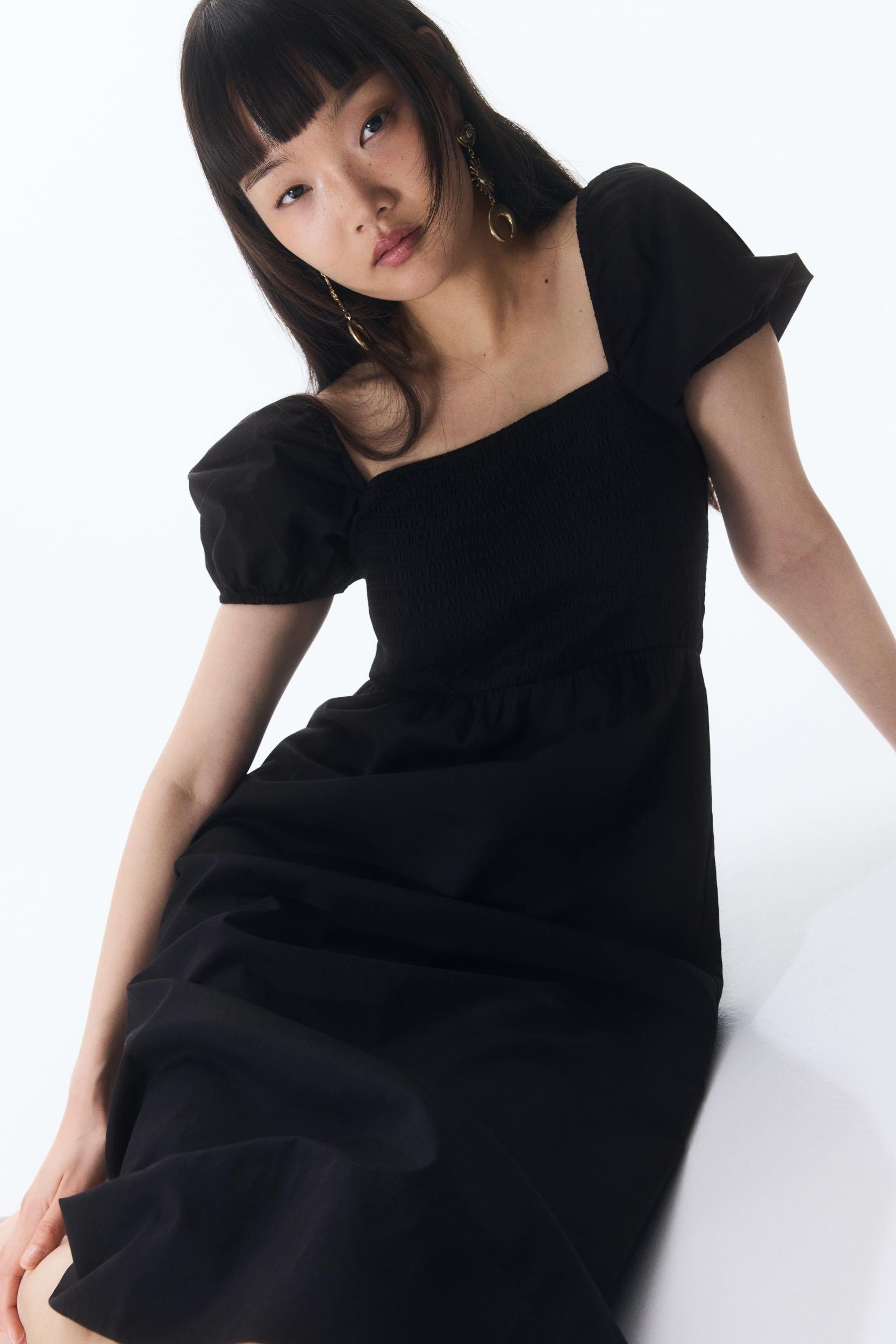 Puff-Sleeved Cotton Dress Product Image