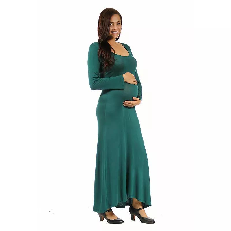 Maternity 24Seven Comfort Apparel Long Sleeve Maxi Dress, Womens Product Image