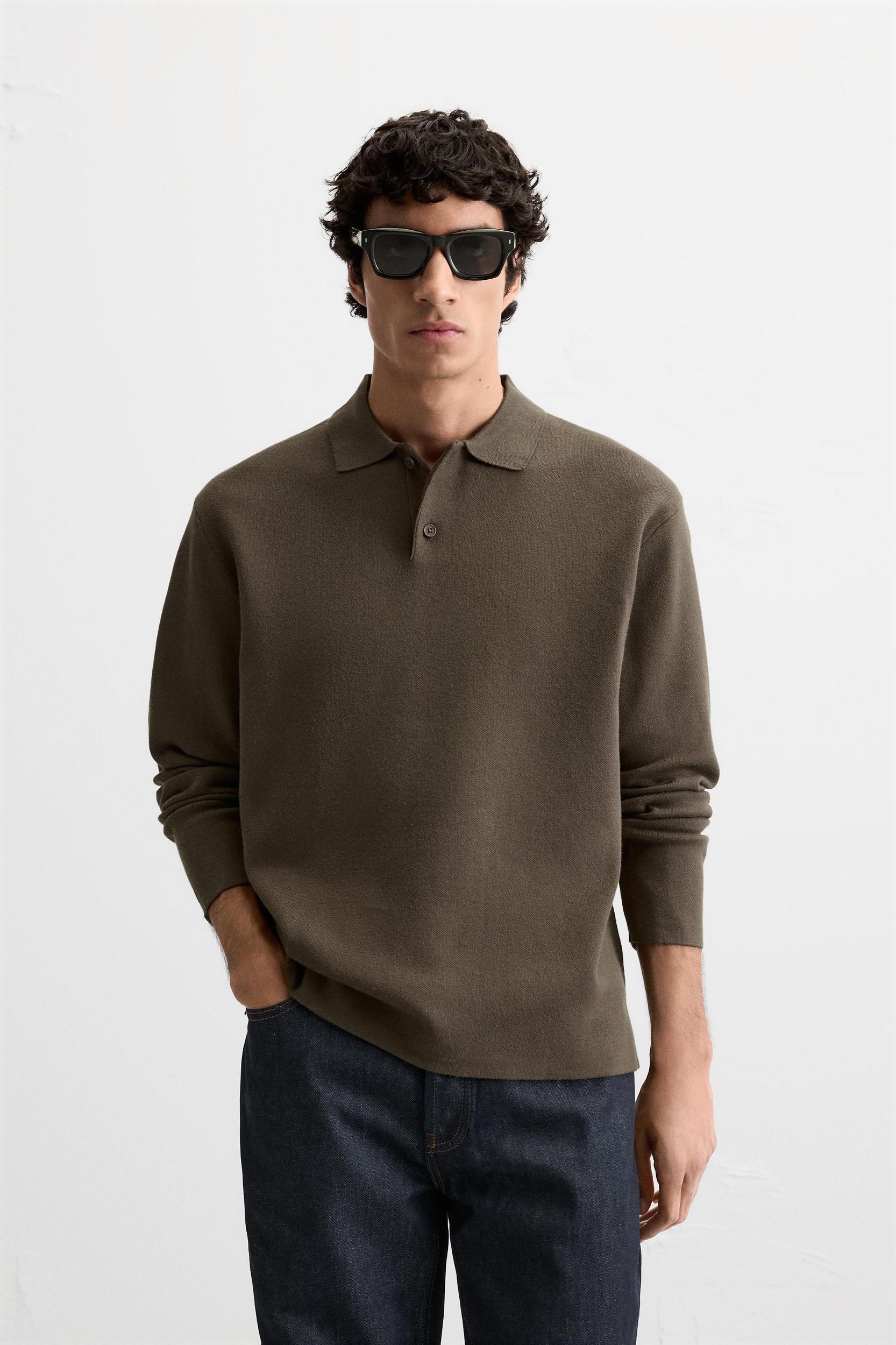 VISCOSE BLEND KNIT POLO SHIRT Product Image