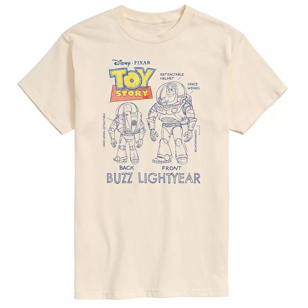 Disney / Pixars Toy Story 4 Mens Buzz Sketches Graphic Tee Ivory Product Image