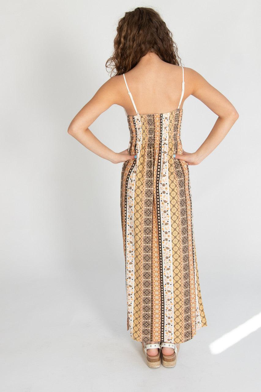 Lace Top Printed Pattern Maxi Dress Product Image