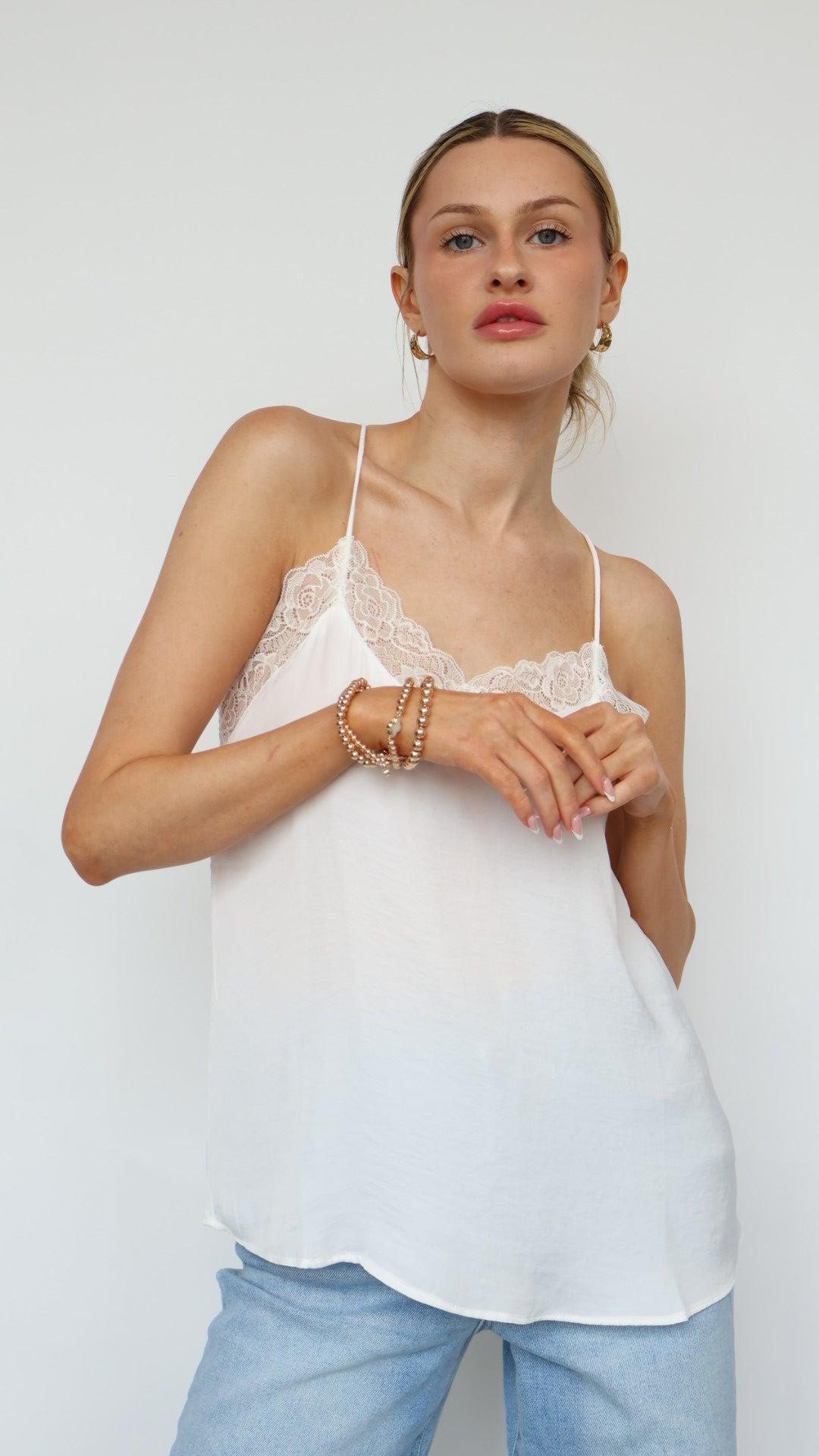 Lace Trim V Neck Cami Product Image