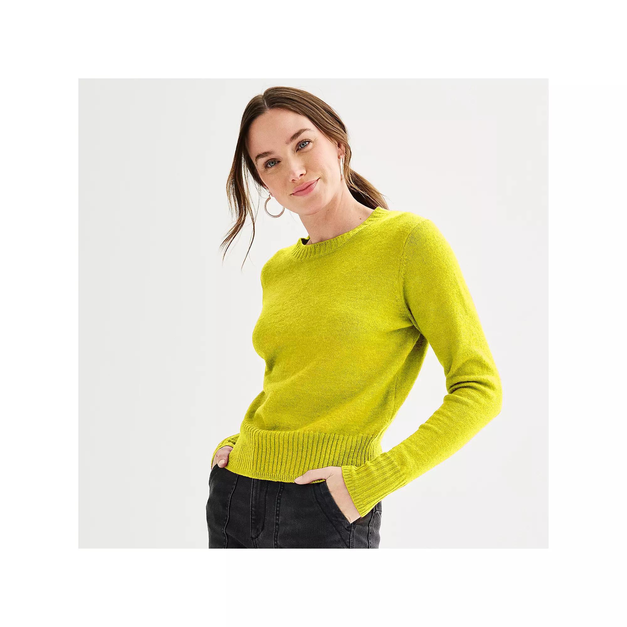 Petite Women's Sonoma Goods For Life® Crewneck Sweater, Size: XXL Petite, Fantasy Pink Product Image