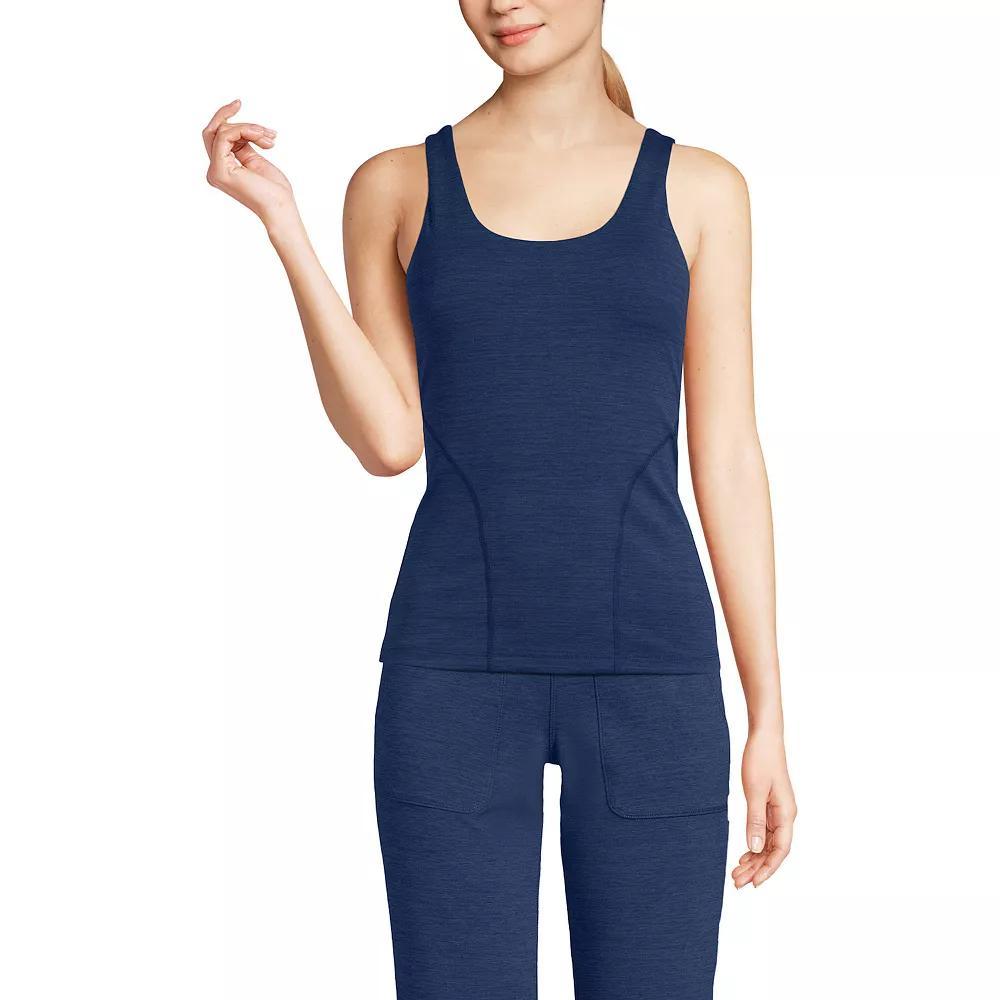 Women's Lands' End Interlock Scoopneck Tank Top, Size: Large, Dark Pink Clay Product Image