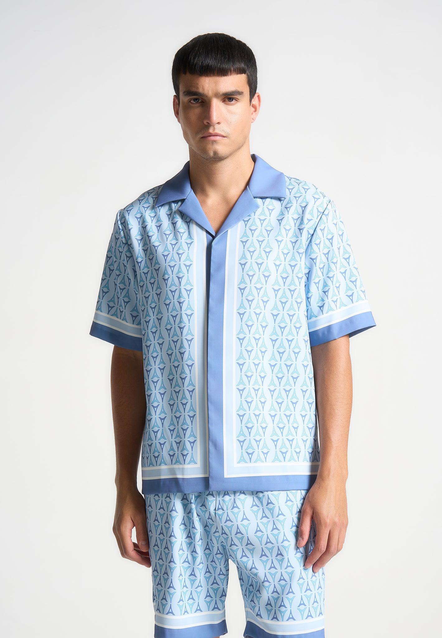 Eiffel Monogram Resort Shirt - Blue Male Product Image