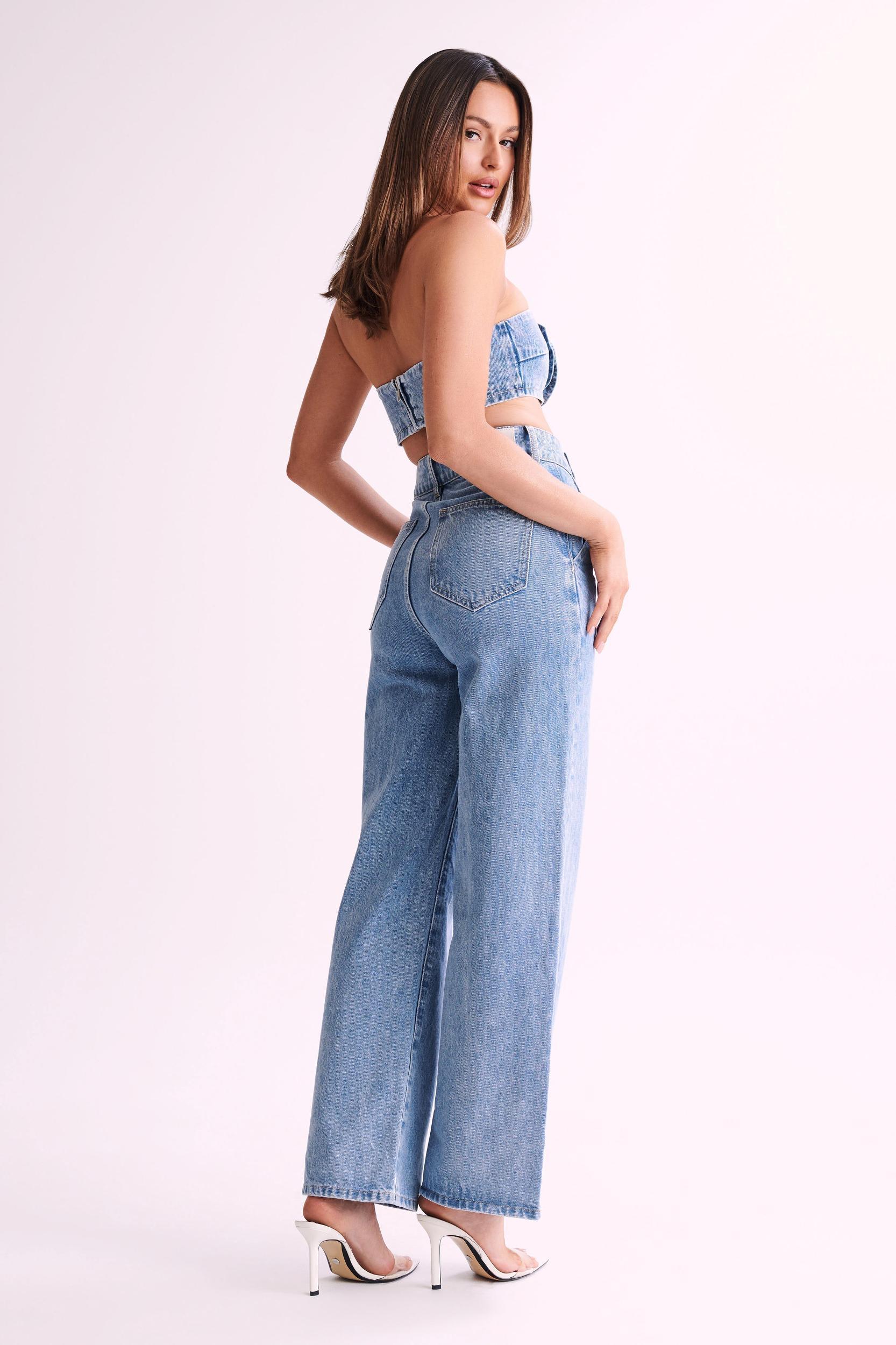 Samantha Rose Denim Bandeau - Mid Blue Product Image