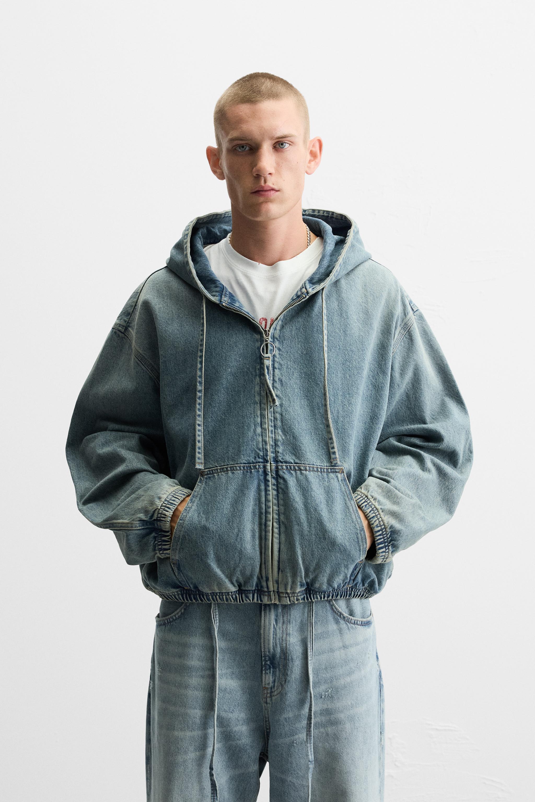 DENIM HOODED SWEATSHIRT Product Image