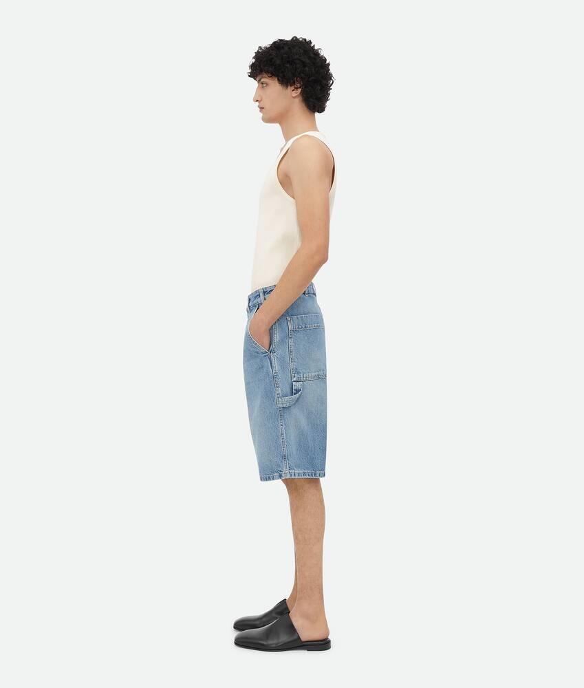 Men's Vintage Indigo Cargo Denim Shorts in Mid blue Product Image