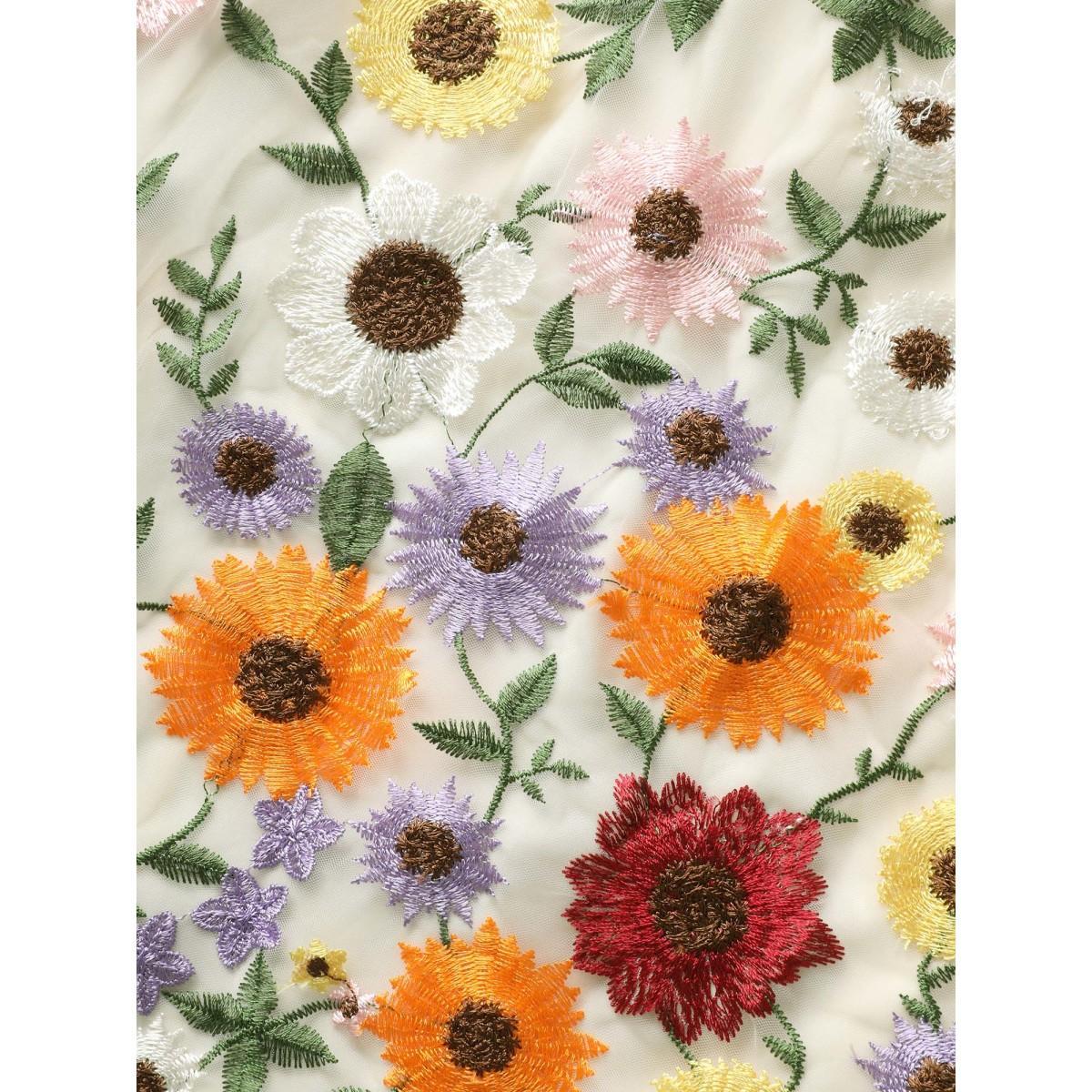 Plus Size V Neck Floral Embroidered Mesh Cami Dress Ivory Women Formal Embroidered V-neck Sleeveless Curvy BloomChic 30/6X Product Image