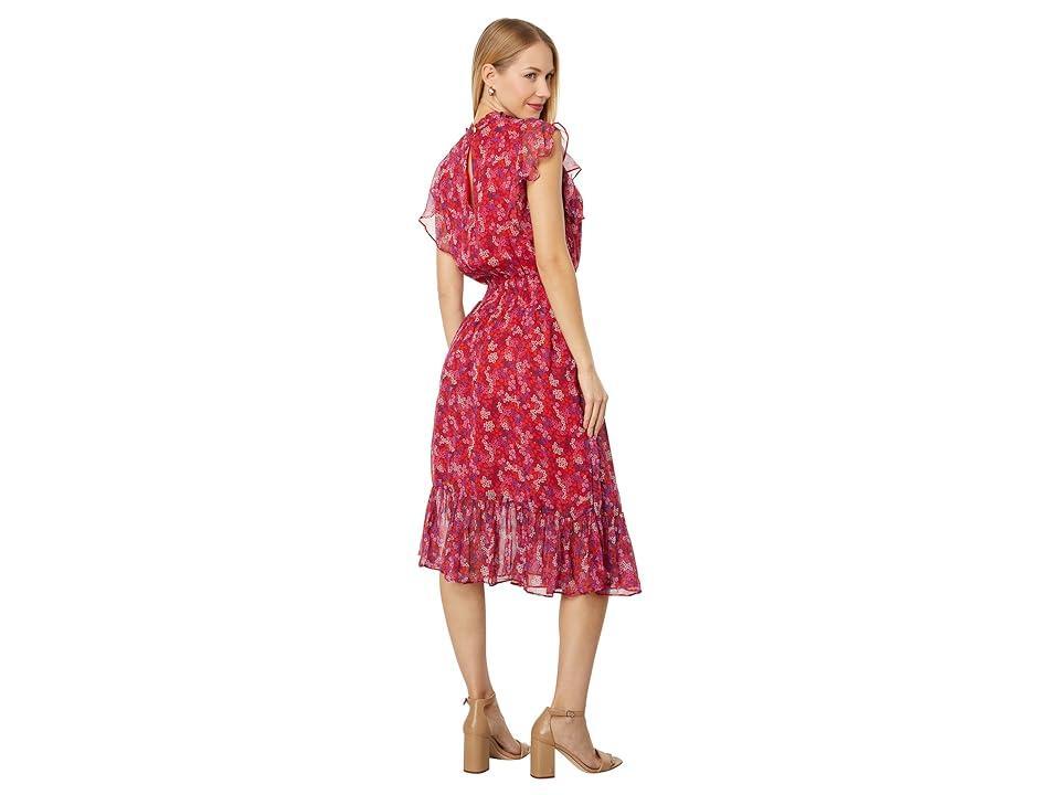 Draper James Plus Size Kacey Faux Wrap Dress in Ditsy Floral (Raspberry ) Women's Dress Product Image
