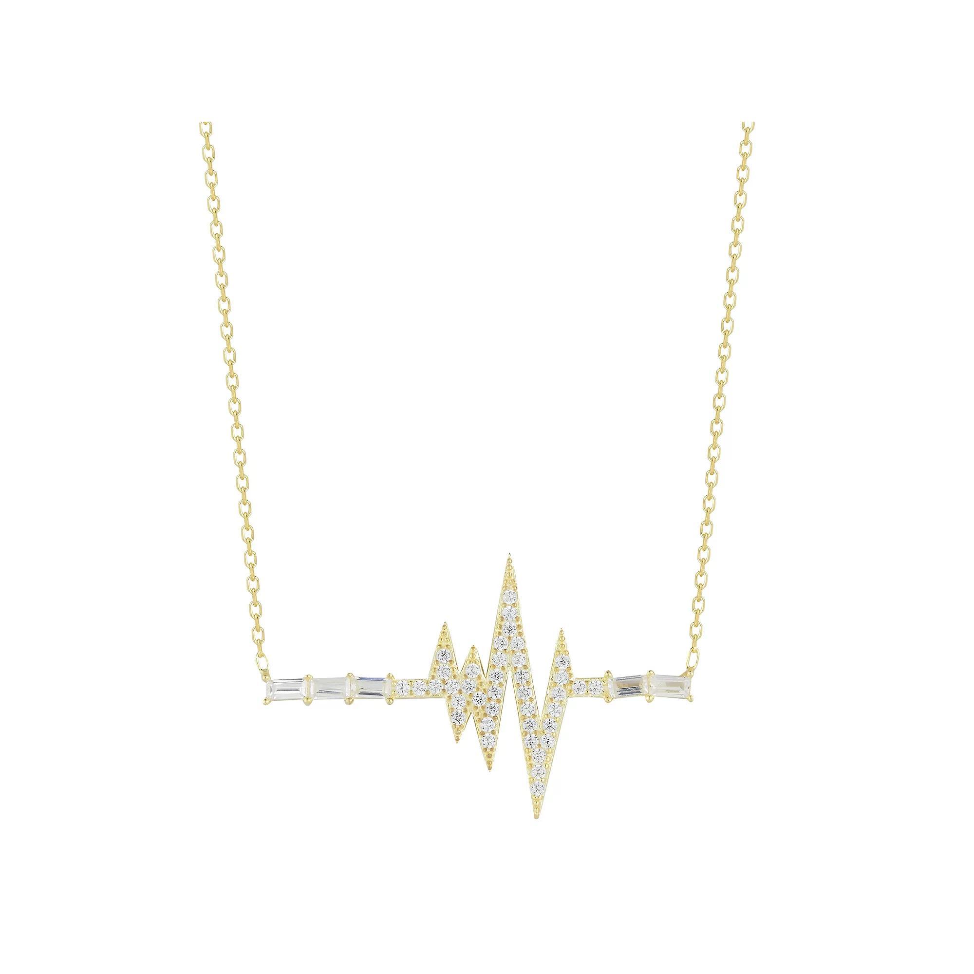 Sunkissed Sterling Sterling Silver Cubic Zirconia Heartbeat Necklace, Women's, Size: 18", Gold Tone Product Image