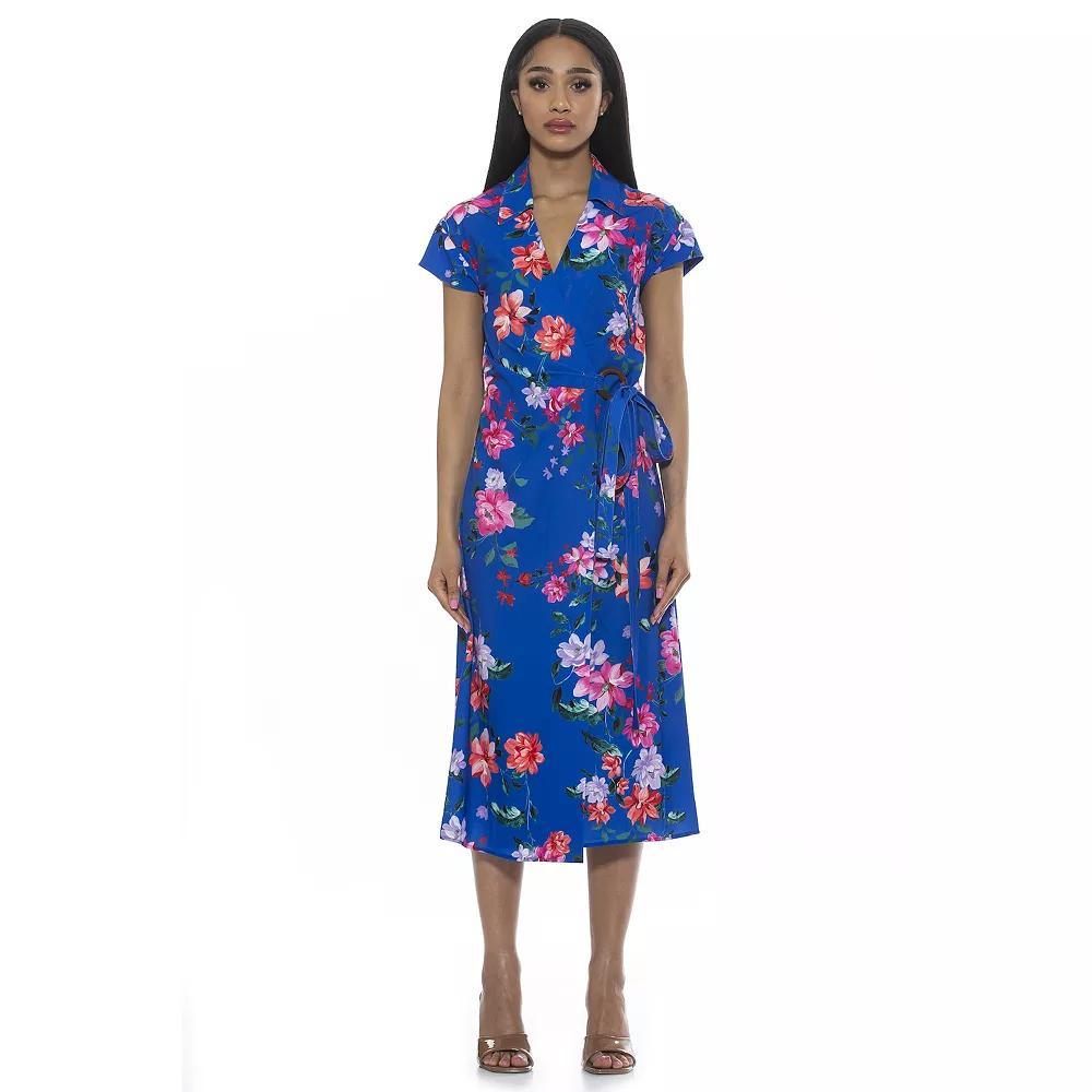Womens ALEXIA ADMOR Paris Surplice Wrap Midi Dress With Waist Tie Product Image